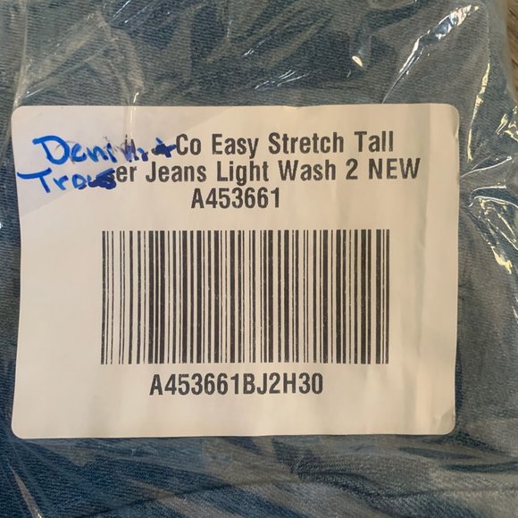 NWT DENIM & CO. EASY STRETCH TROUSER JEANS LIGHT WASH 2T (TALL) - Picture 5 of 6